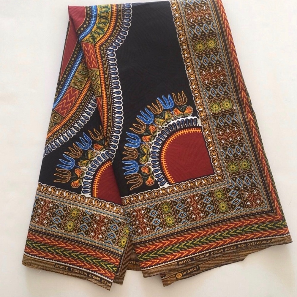 Ethnic Patterned Black and Red African Print Ankara Dashiki Print Fabric